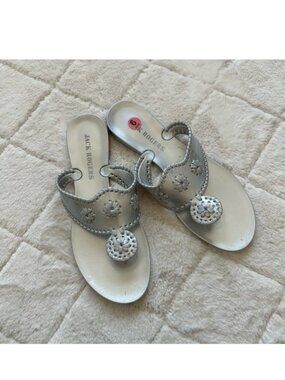Jack Rodgers | Navajo Bahamas Jelly Silver Sandals | Size 6